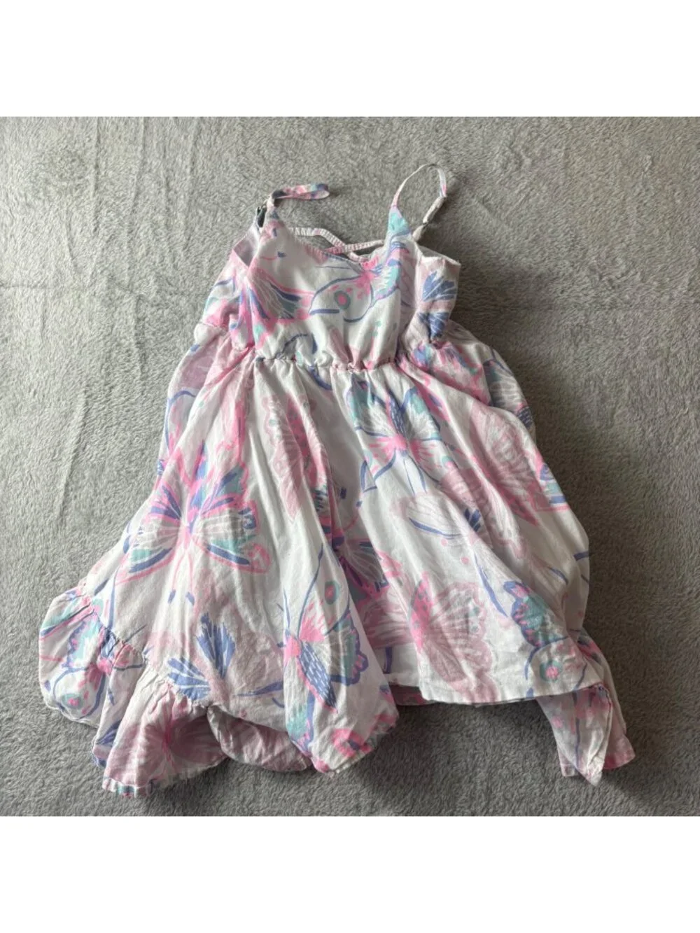 Rachel Zoe Dress Girls 3T Butterfly Cotton White Blue